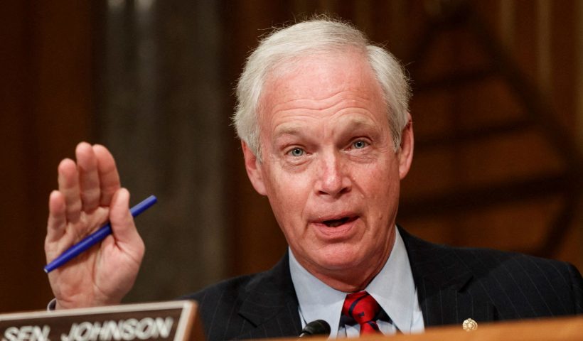 Senator Ron Johnson, a Republican from Wisconsin, speaks during a Senate Homeland Security and Governmental Affairs Committee confirmation hearing for Neera Tanden, director of the Office and Management and Budget (OMB) nominee for U.S. President Joe Biden, in Washington, D.C., U.S., February 9, 2021. Ting Shen/Pool via REUTERS/File Photo