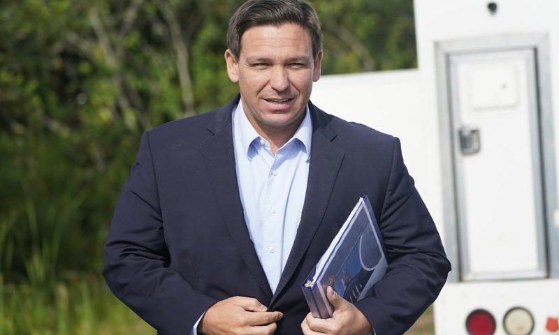 Florida Gov. Ron DeSantis arrives at a news conference, near the Shark Valley Visitor Center in Miami. (AP Photo/Wilfredo Lee, File)
