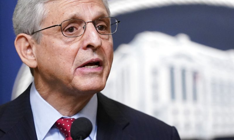 Attorney General Merrick Garland speaks at a news conference to announce actions to enhance the Biden administration's environmental justice efforts, Thursday, May 5, 2022, at the Department of Justice in Washington. (AP Photo/Patrick Semansky)