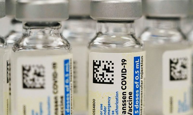 Vials of the Johnson & Johnson COVID-19 vaccine are seen at a pharmacy in Denver on Saturday, March 6, 2021. (AP Photo/David Zalubowski, File)