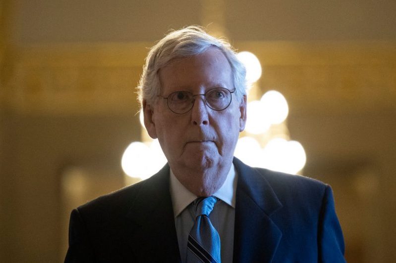 McConnell abruptly exits press conference, halting his speech.