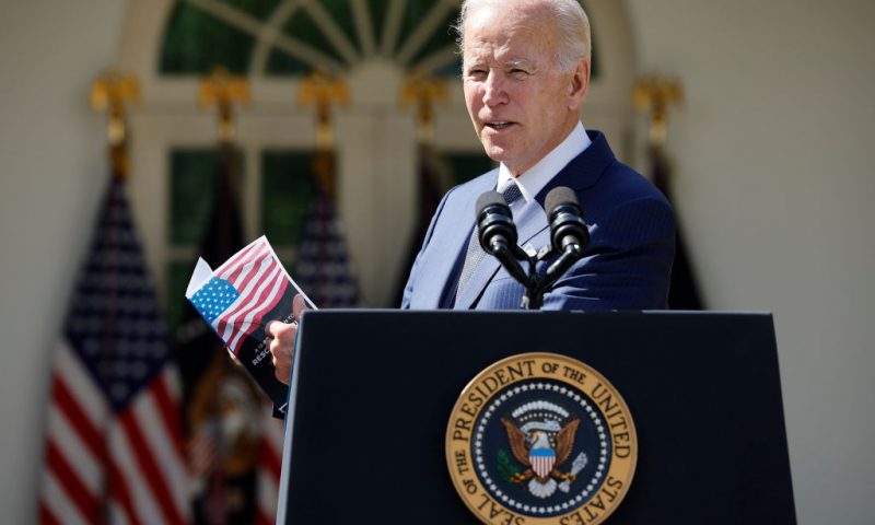 WASHINGTON, DC - SEPTEMBER 27: U.S. President Joe Biden holds up a piece of paper he says highlights a plan by Sen. Rick Scott (R-FL) while delivering remarks about lowering health care costs in the Rose Garden at the White House on September 27, 2022 in Washington, DC. Biden's remarks "focused on lowering health care costs and protecting and strengthening Medicare and Social Security," according to the White House. (Photo by Chip Somodevilla/Getty Images)
