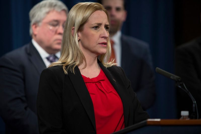 WASHINGTON, DC - FEBRUARY 27: Arkansas Attorney General Leslie Rutledge speaks during a press conference at the Department of Justice in Washington, DC on February 27, 2018. Sessions introduced the Prescription Interdiction Litigation task force (PILS), aimed to combat the opiod epidemic. (Photo by Toya Sarno Jordan/Getty Images)