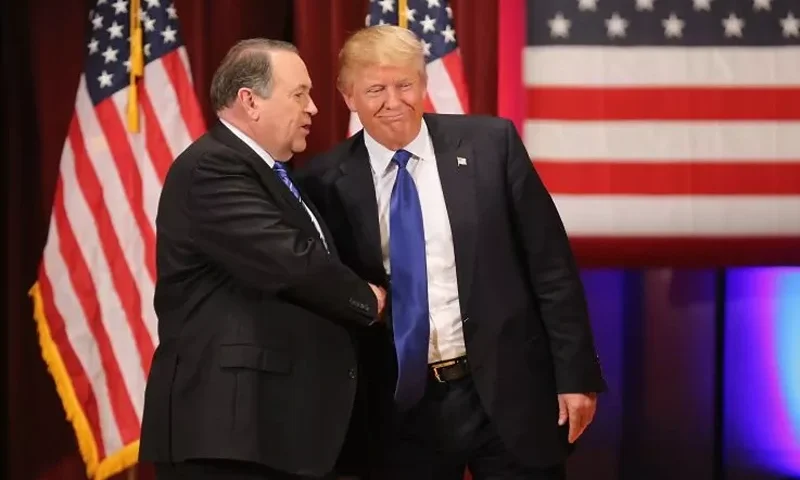Professional Donald Trump supporter Mike Huckabee blamed excessive turnover in the Trump administration on exhausted aides who can't keep up with the president's physical prowess. GETTY IMAGES CHRISTOPHER FURLONG/STAFF