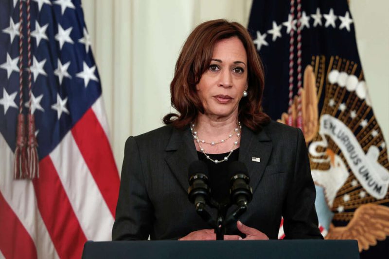 U.S. Vice President Kamala Harris gives remarks at an executive order signing event for police reform in the East Room of the White House on May 25, 2022, in Washington, D.C. (Anna Moneymaker/Getty Images)