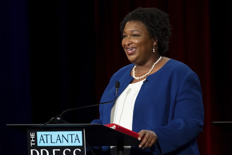 Democratic candidate for Georgia governor Stacey Abrams speaks during the Atlanta Press Club Loudermilk-Young Debate Series in Atlanta on Monday, Oct. 17, 2022. (AP Photo/Ben Gray)