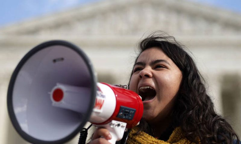WASHINGTON, DC - NOVEMBER 08: DACA student Anahi Figueroa Flores, who attends Georgetown University, speaks during a rally defending Deferred Action for Childhood Arrivals (DACA) in front of the U.S. Supreme Court after they walked out from area high schools and universities November 8, 2019 in Washington, DC. The Supreme Court will hear oral arguments on President Donald Trump’s decision of ending the DACA program on November 12, 2019. (Photo by Alex Wong/Getty Images)