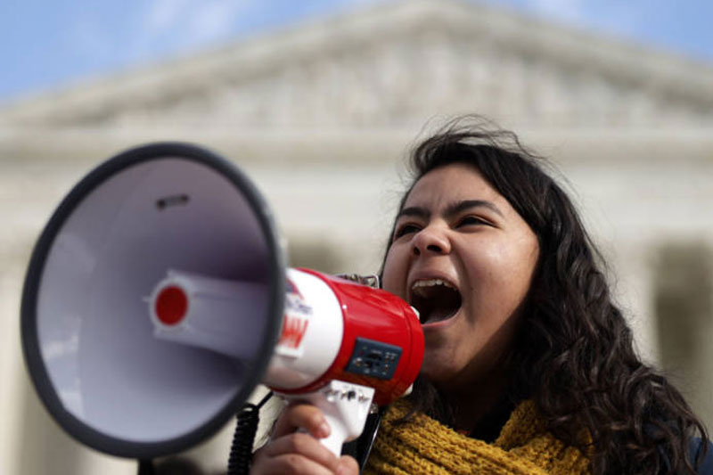 WASHINGTON, DC - NOVEMBER 08: DACA student Anahi Figueroa Flores, who attends Georgetown University, speaks during a rally defending Deferred Action for Childhood Arrivals (DACA) in front of the U.S. Supreme Court after they walked out from area high schools and universities November 8, 2019 in Washington, DC. The Supreme Court will hear oral arguments on President Donald Trump’s decision of ending the DACA program on November 12, 2019. (Photo by Alex Wong/Getty Images)