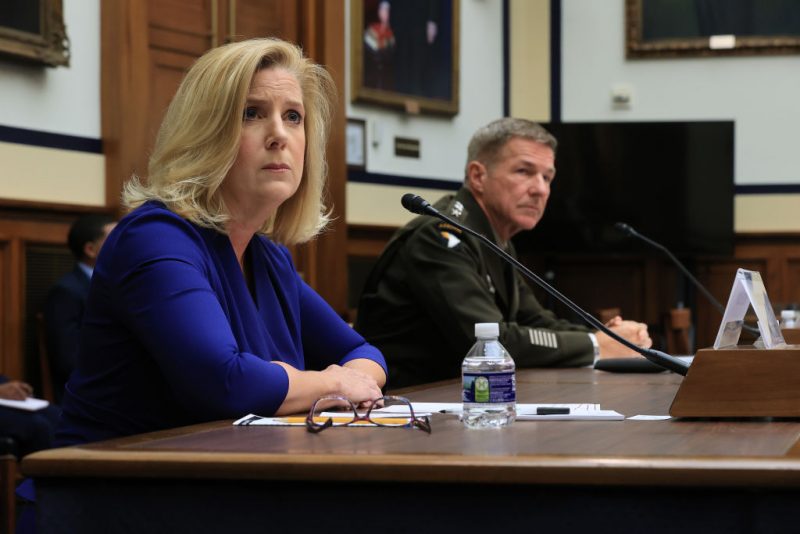 WASHINGTON, DC - JUNE 29: Secretary of the Army Christine Wormuth and U.S. Army Chief of Staff Gen. James McConville testify before the House Armed Services Committee about the FY2022 defense budget request in the Rayburn House Office Building on Capitol Hill, June 29, 2021 in Washington, DC. Appointed by U.S. President Joe Biden, Wormuth is the first woman to server as secretary of the Army. (Photo by Chip Somodevilla/Getty Images)