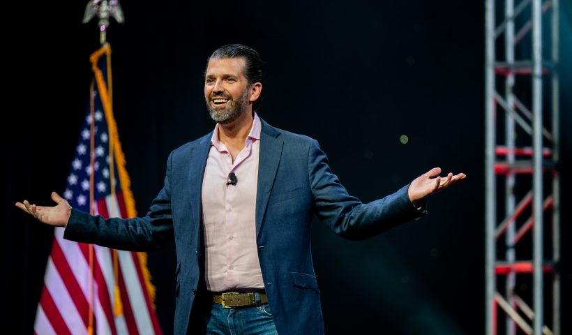 AUSTIN, TEXAS - MAY 14: Donald Trump Jr., executive vice president of development and acquisitions for Trump Organization inc., speaks during the American Freedom Tour at the Austin Convention Center on May 14, 2022 in Austin, Texas. The national event gathered conservatives from around the country to defend, empower and help promote conservative agendas nationwide. (Photo by Brandon Bell/Getty Images)