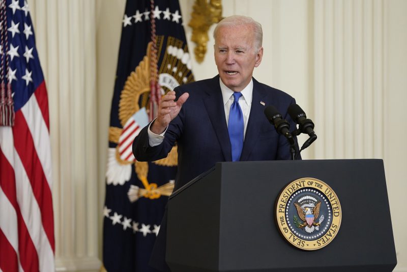 President Joe Biden speaks about strengthening the infrastructure talent pipeline during an event in the East Room of the White House, Wednesday, Nov. 2, 2022, in Washington. (AP Photo/Evan Vucci)