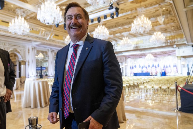 My Pillow CEO Mike Lindell arrives at President Donald Trump's club, Mar-a-lago in Palm Beach, Tuesday, Nov. 15, 2022. (AP Photo/Andrew Harnik)