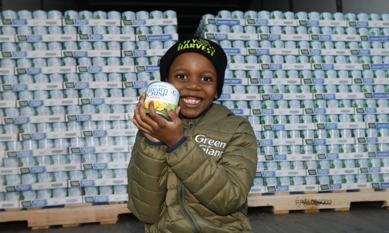 IMAGE DISTRIBUTED FOR GREEN GIANT - Green Giant partners with Tariq the "Corn Kid" to donate 90,000 cans of vegetables to City Harvest in celebration of Thanksgiving, Monday, Nov. 21, 2022 in New York. (Jason DeCrow/AP Images for Green Giant)