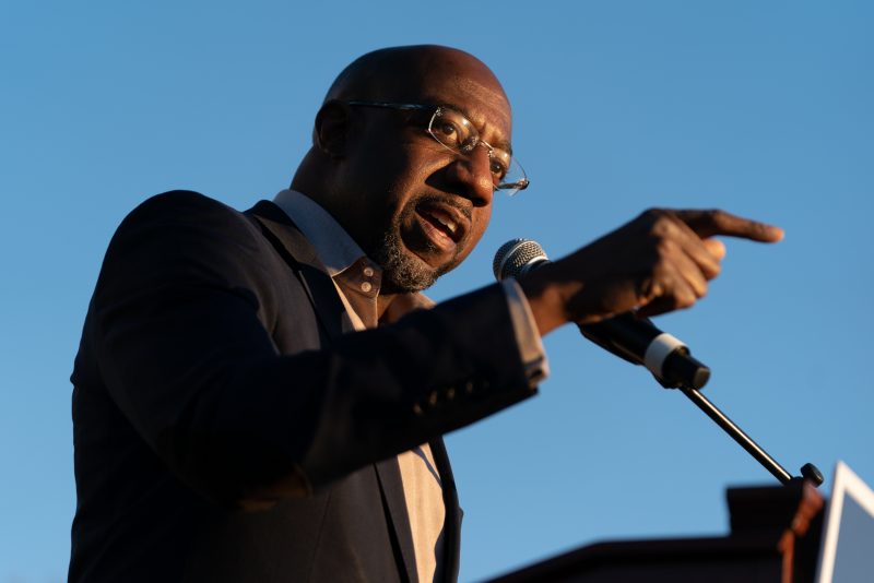 JONESBORO, GA - NOVEMBER 19: Democratic U.S. Senate candidate Raphael Warnock speaks at a campaign event on November 19, 2020 in Jonesboro, Georgia. Democratic U.S. Senate candidates Raphael Warnock and Jon Ossoff are campaigning in the state ahead of their January 5 runoff races against Sen. Kelly Loeffler (R-GA) and Sen. David Perdue (R-GA). (Photo by Elijah Nouvelage/Getty Images)