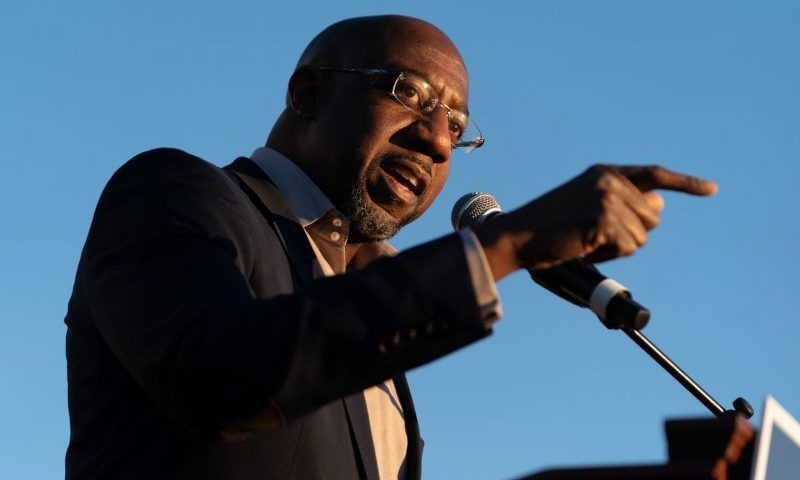 JONESBORO, GA - NOVEMBER 19: Democratic U.S. Senate candidate Raphael Warnock speaks at a campaign event on November 19, 2020 in Jonesboro, Georgia. Democratic U.S. Senate candidates Raphael Warnock and Jon Ossoff are campaigning in the state ahead of their January 5 runoff races against Sen. Kelly Loeffler (R-GA) and Sen. David Perdue (R-GA). (Photo by Elijah Nouvelage/Getty Images)