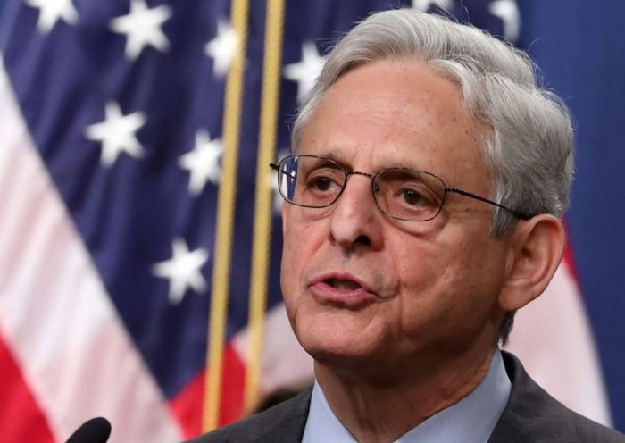 WASHINGTON, DC - OCTOBER 24: U.S. Attorney General Merrick Garland speaks at a press conference at the U.S. Department of Justice on on October 24, 2022 in Washington, DC. (Photo by Kevin Dietsch/Getty Images)
