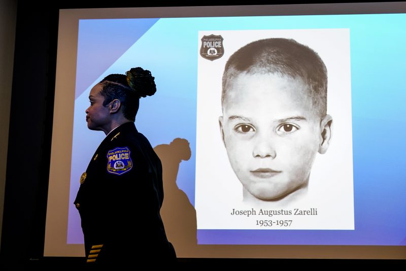 Philadelphia Police Commissioner Danielle Outlaw departs after a news conference in Philadelphia, Thursday, Dec. 8, 2022. Nearly 66 years after the battered body of a young boy was found stuffed inside a cardboard box, Philadelphia police have revealed the identity of the victim in the city's most notorious cold case. Police identified the boy as Joseph Augustus Zarelli. (AP Photo/Matt Rourke)