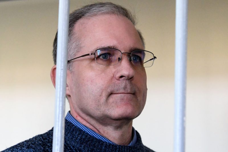 Paul Whelan, a former US Marine accused of spying and arrested in Russia stands inside a defendants' cage during a hearing at a court in Moscow on August 23, 2019. (Photo by Kirill KUDRYAVTSEV / AFP) (Photo credit should read KIRILL KUDRYAVTSEV/AFP via Getty Images)