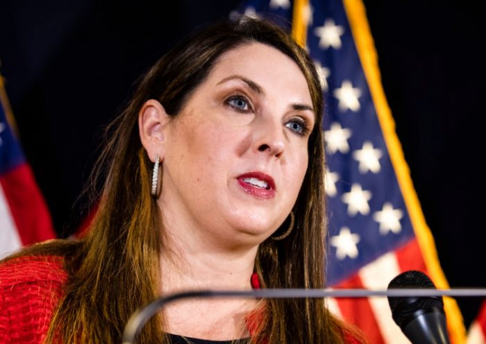 WASHINGTON, DC - NOVEMBER 09: RNC Chairwoman Ronna McDaniel speaks during a press conference at the Republican National Committee headquarters on November 9, 2020 in Washington, DC. The Trump administration continues to claim that there may have been widespread voter fraud in the 2020 presidential election. (Photo by Samuel Corum/Getty Images)