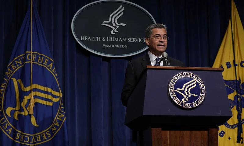 U.S. Secretary of Health and Human Services Xavier Becerra speaks during a news conference at the headquarters of HHS June 28, 2022 in Washington, DC. Secretary Becerra held a news conference "to unveil an action plan at President Biden's direction" in response to the Supreme Court‘s 6-3 Dobbs v. Jackson Women's Health decision. (Photo by Alex Wong/Getty Images)