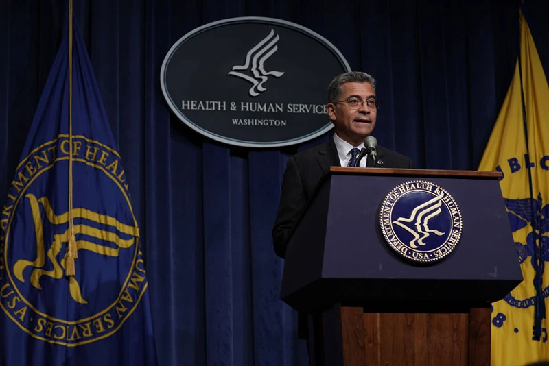  U.S. Secretary of Health and Human Services Xavier Becerra speaks during a news conference at the headquarters of HHS June 28, 2022 in Washington, DC. Secretary Becerra held a news conference "to unveil an action plan at President Biden's direction" in response to the Supreme Court‘s 6-3 Dobbs v. Jackson Women's Health decision. (Photo by Alex Wong/Getty Images)