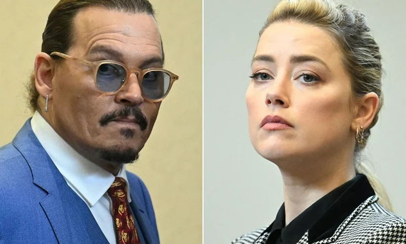 This combination of pictures created on June 1, 2022 shows US Actor Johnny Depp (L) attending the trial at the Fairfax County Circuit Courthouse in Fairfax, Virginia, on May 24, 2022 and US actress Amber Heard looking on in the courtroom at the Fairfax County Circuit Courthouse in Fairfax, Virginia, on May 24, 2022. - US actress Amber Heard said she was disappointed "beyond words" on June 1, 2022 after a jury found she had made defamatory claims of abuse against her ex-husband Johnny Depp, calling it a "setback" for women. (Photo by JIM WATSON / POOL / AFP) (Photo by JIM WATSON/POOL/AFP via Getty Images)