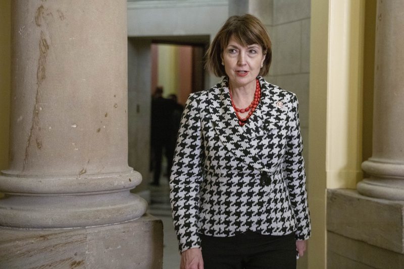 FILE - Rep. Cathy McMorris Rodgers, R-Wash., leaves the Speaker's office to walk to the House chamber, Friday, Jan. 6, 2023, to attend the 14th vote for speaker of the House, on Capitol Hill in Washington. (AP Photo/Jacquelyn Martin, File)