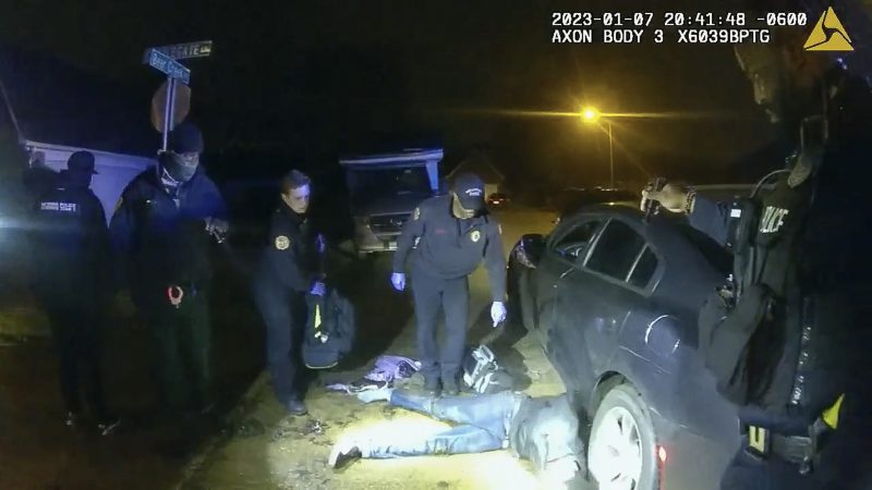 The image from video released on Jan. 27, 2023, by the City of Memphis, shows Tyre Nichols on the ground as medics arrive during a brutal attack by five Memphis police officers on Jan. 7, 2023, in Memphis, Tenn. Nichols died on Jan. 10. The five officers have since been fired and charged with second-degree murder and other offenses. (City of Memphis via AP)