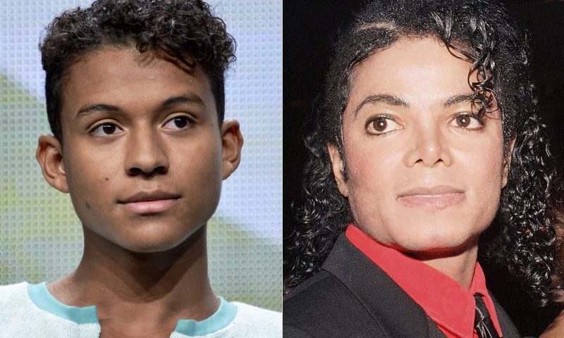 Jaafar Jackson appears during the "Living with The Jacksons" panel at the Reelz Channel 2014 Summer TCA in Beverly Hills, Calif., on July 12, 2014, left, and Michael Jackson appears at the American Cinema Award gala in Beverly Hills, Calif., on Jan. 9, 1987. Michael Jackson's 26-year-old nephew, Jaafar, will play the King of Pop in a planned biopic to be directed by Antoine Fuqua. (AP Photo)