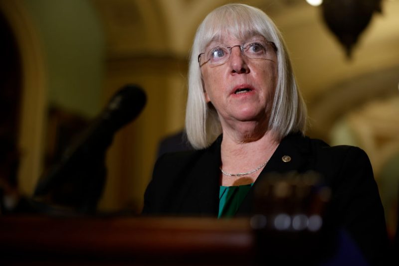  Senate Health, Education, Labor and Pensions Chair Patty Murray (D-WA) talks to reporters following the weekly Senate Democratic policy luncheon at the U.S. Capitol on December 14, 2021 in Washington, DC.  (Photo by Chip Somodevilla/Getty Images)