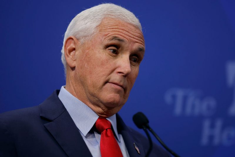 Former Vice President Mike Pence speaks during an event to promote his new book at the conservative Heritage Foundation think tank on October 19, 2022 in Washington, DC. During his remarks, Pence talked about his 