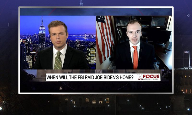 Video still from Tristan Justice's interview with In Focus on One America News Network