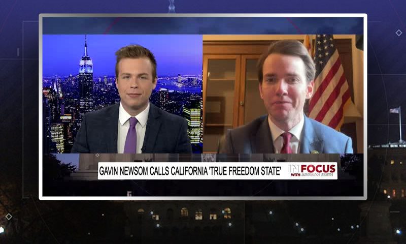 Video still from California Rep. Kevin Kiley's interview with In Focus on One America News Network