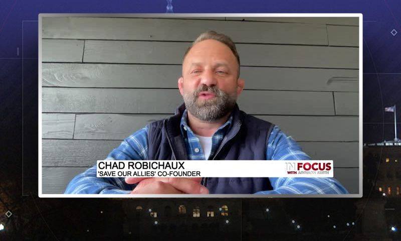 Video still from Chad Robichaux's interview with In Focus on One America News Network