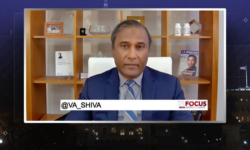 Video still from Dr. Shiva Ayyadurai's interview with In Focus on One America News Network