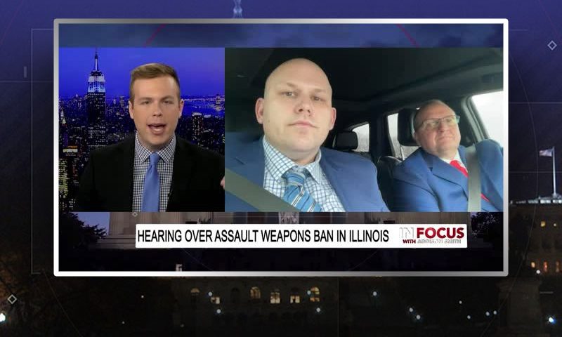 Video still from with Illinois Attorney General Tom Devore's interview with In Focus on One America News Network