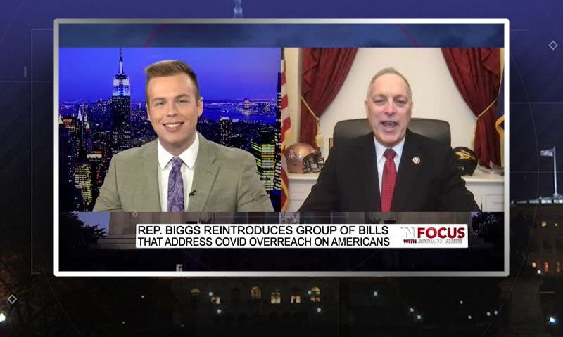 Video still from with Rep. Andy Biggs' interview with In Focus on One America News Network