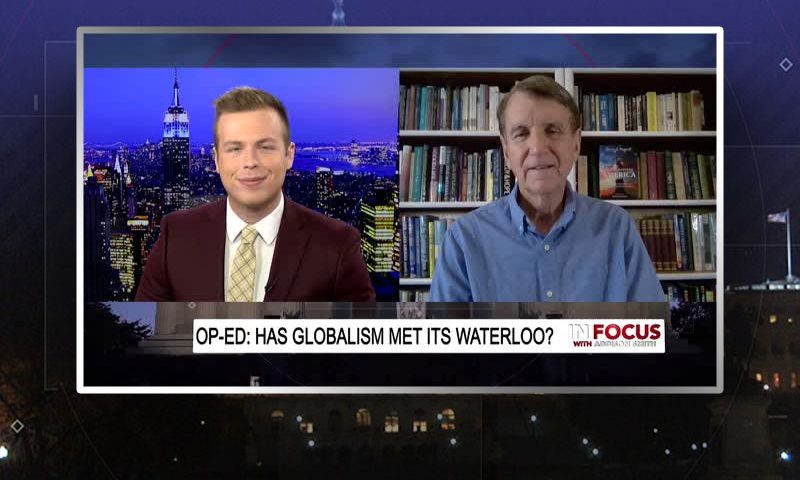 Video still from Scott Powell's interview with In Focus on One America News Network