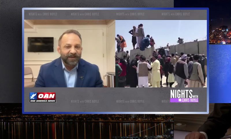 Video still from Chad Robichaux's interview with Nights on One America News Network