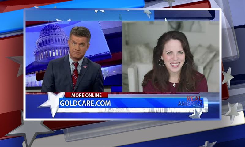 Video still from Dr. Simone Gold's interview with Real America on One America News Network