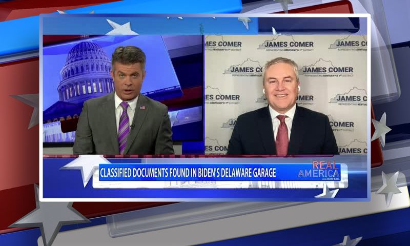 Video still from Rep. James Comer's interview with Real America on One America News Network