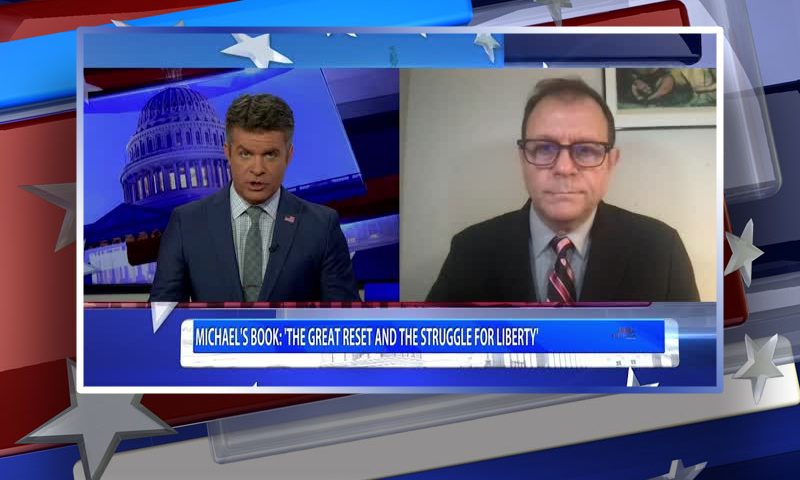 Video still from Michael Rectenwald's interview with Real America on One America News Network
