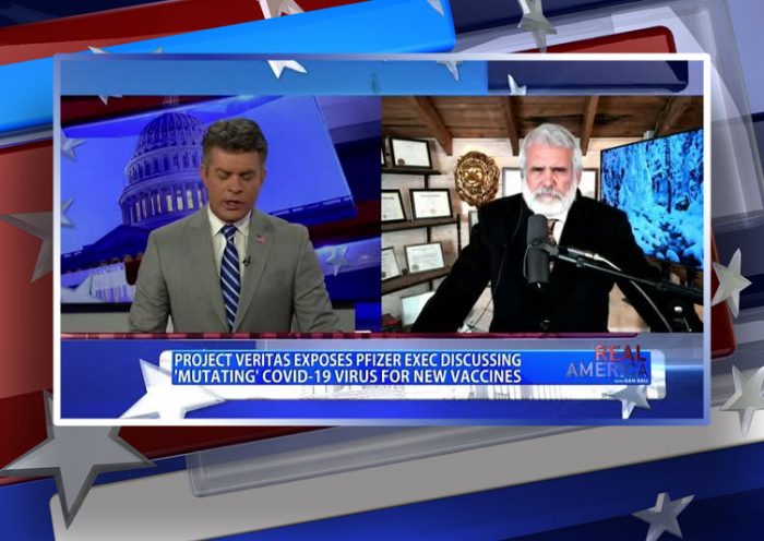 Video still from Dr. Robert Malone's interview with Real America on One America News Network