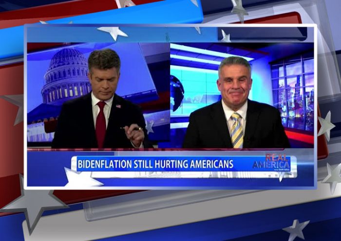 Video still from Dan Geltrude's interview with Real America on One America News Network