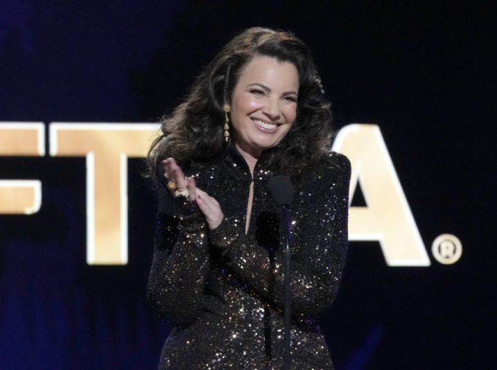 AG-AFTRA President Fran Drescher speaks at the 29th annual Screen Actors Guild Awards on Sunday, Feb. 26, 2023, at the Fairmont Century Plaza in Los Angeles. (AP Photo/Chris Pizzello)