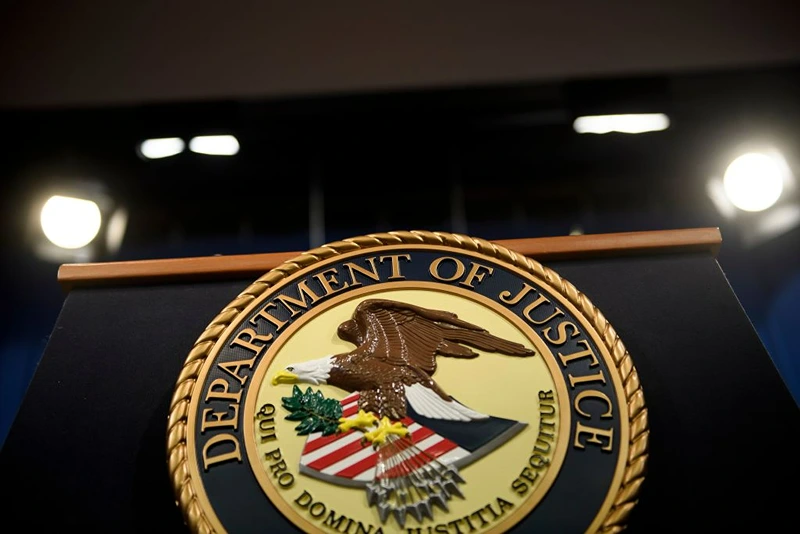 A view of the lecture before US Attorney General William Barr holds a press conference about the release of the Mueller Report at the Department of Justice April 18, 2019, in Washington, DC.(Photo by BRENDAN SMIALOWSKI/AFP via Getty Images)