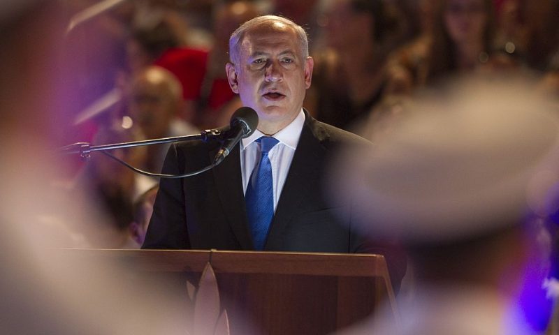 Israeli Prime Minister Benjamin Netayahu delivers a speech during the Graduation Ceremony for Naval Academy cadets in Naval Base in Haifa, north of Israel on September 7, 2011. AFP PHOTO/JACK GUEZ (Photo credit should read JACK GUEZ/AFP via Getty Images)