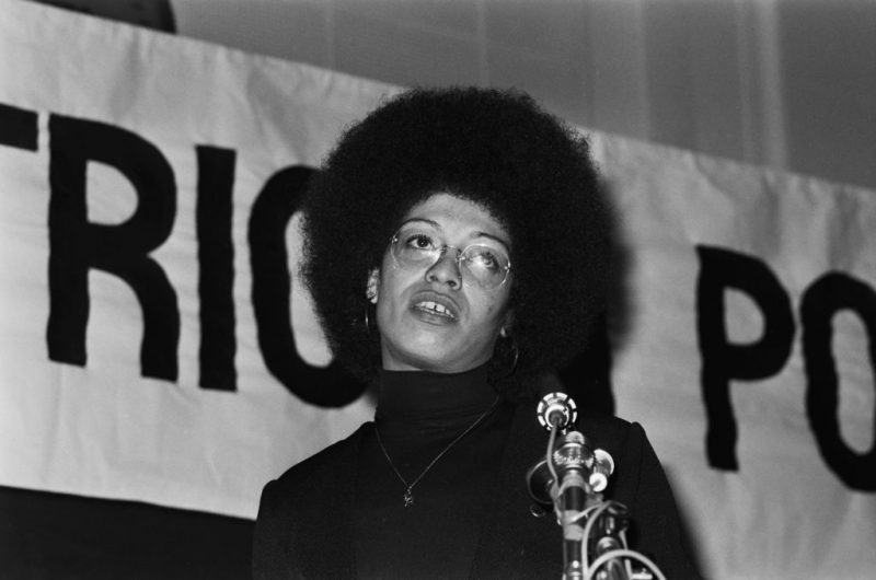 American political activist, Angela Davis, speaking at an anti-Apartheid rally at Friends House, Euston, London, 13th December 1974. Davis is in London to campaign for the release of political prisoners in South Africa. (Photo by Keystone/Hulton Archive/Getty Images)