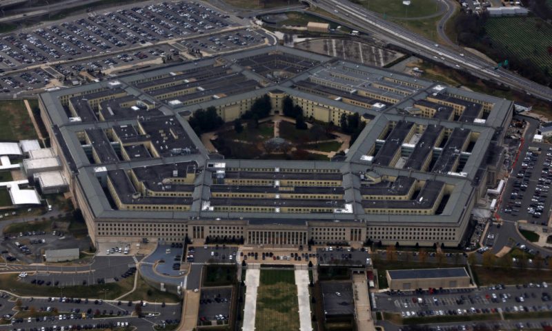 The Pentagon is seen from a flight taking off from Ronald Reagan Washington National Airport on November 29, 2022 in Arlington, Virginia. The Pentagon is the headquarters of the U.S. Department of Defense and the world’s largest office building. (Photo by Alex Wong/Getty Images)