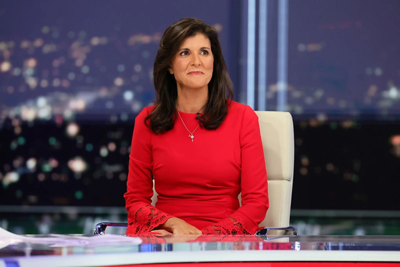  Nikki Haley visits "Hannity" at Fox News Channel Studios on January 20, 2023 in New York City. (Photo by Theo Wargo/Getty Images)